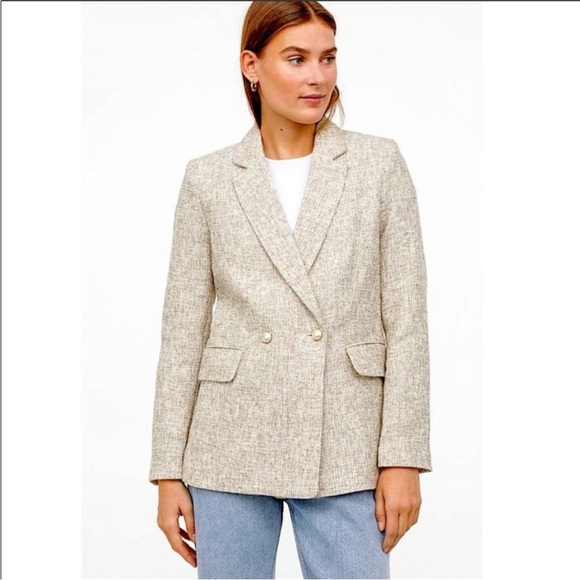 H&M Jackets & Blazers - H&M Women's Beige Textured tweed Blazer